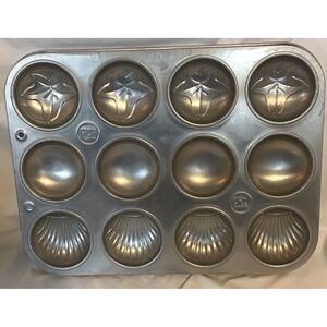 Vintage 1940s Metal Madeleine Cookie Cake Candy Mold Minute Maid USA Pan Dozen A